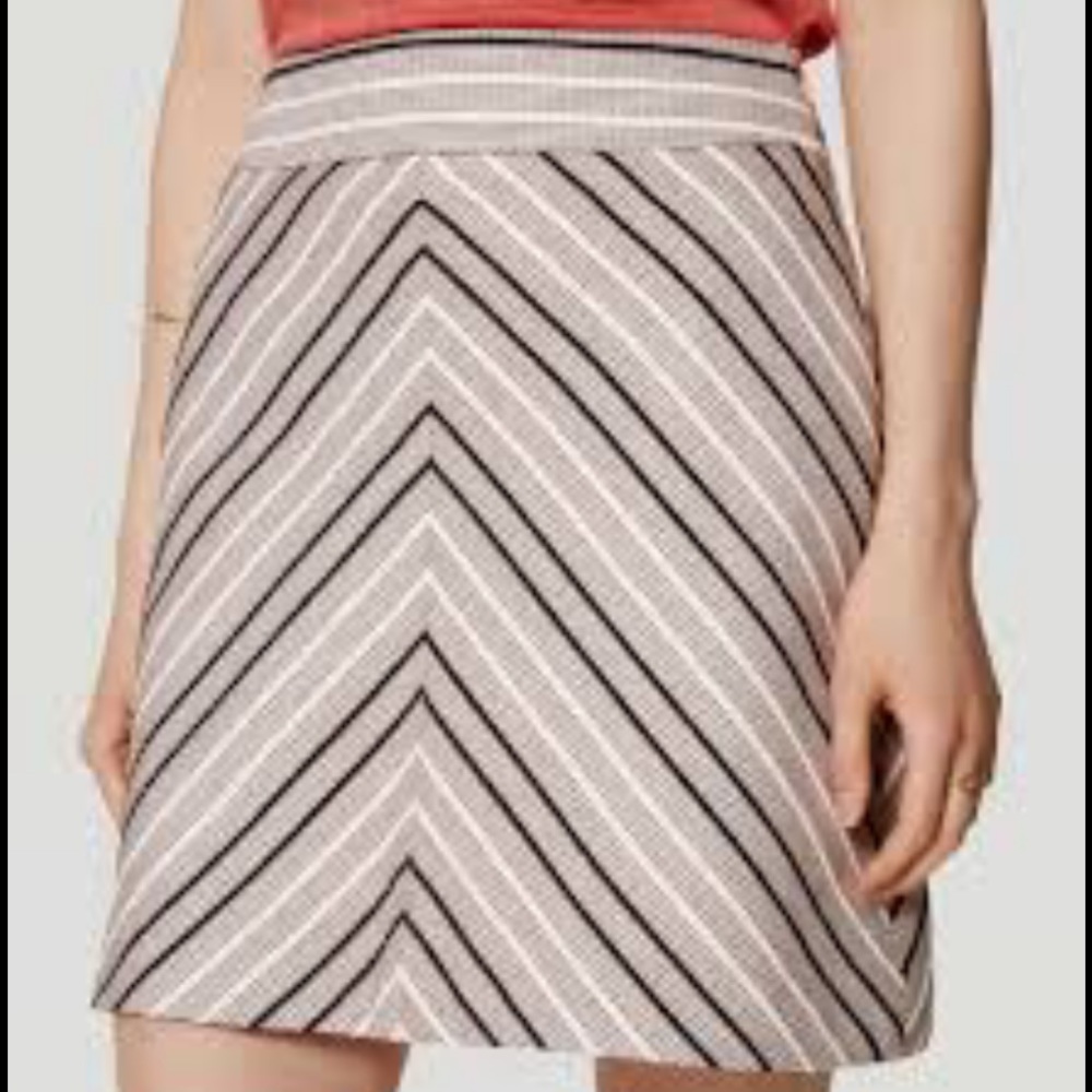 Ann Taylor LOFT Chevron Black White Orange Skirt 2
